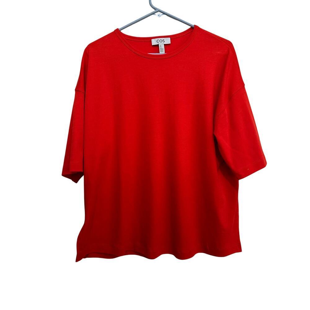 COS Women's Red Crew Neck Short Sleeves Oversized T-Shirt Size Medium